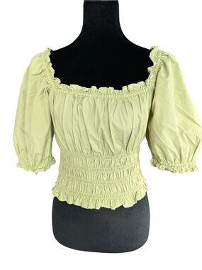 Levi's Light Green Smocked Peasant Blouse